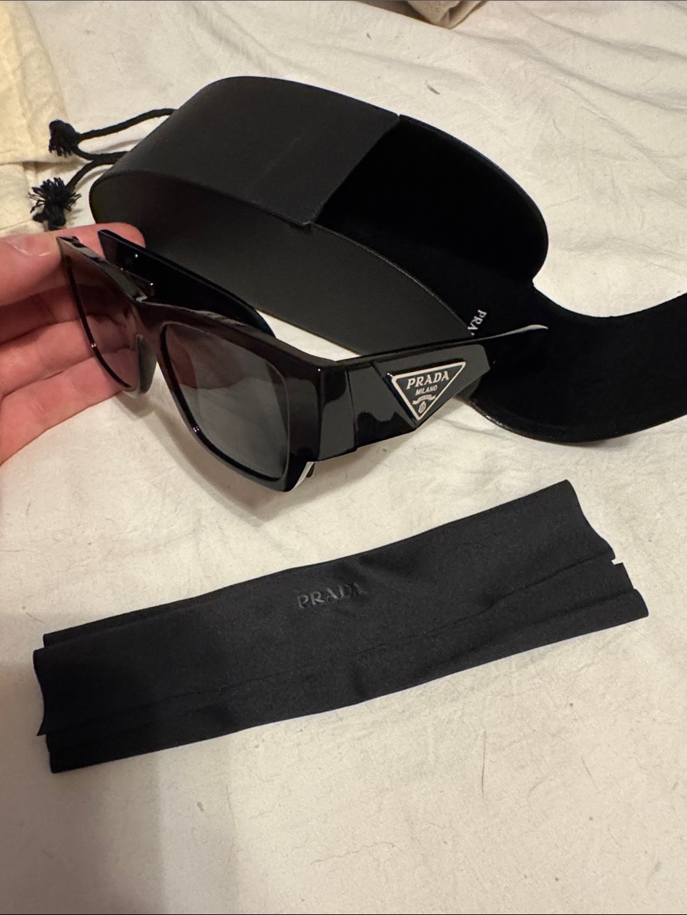 Prada Black Oversized Triangle Logo Sunglasses